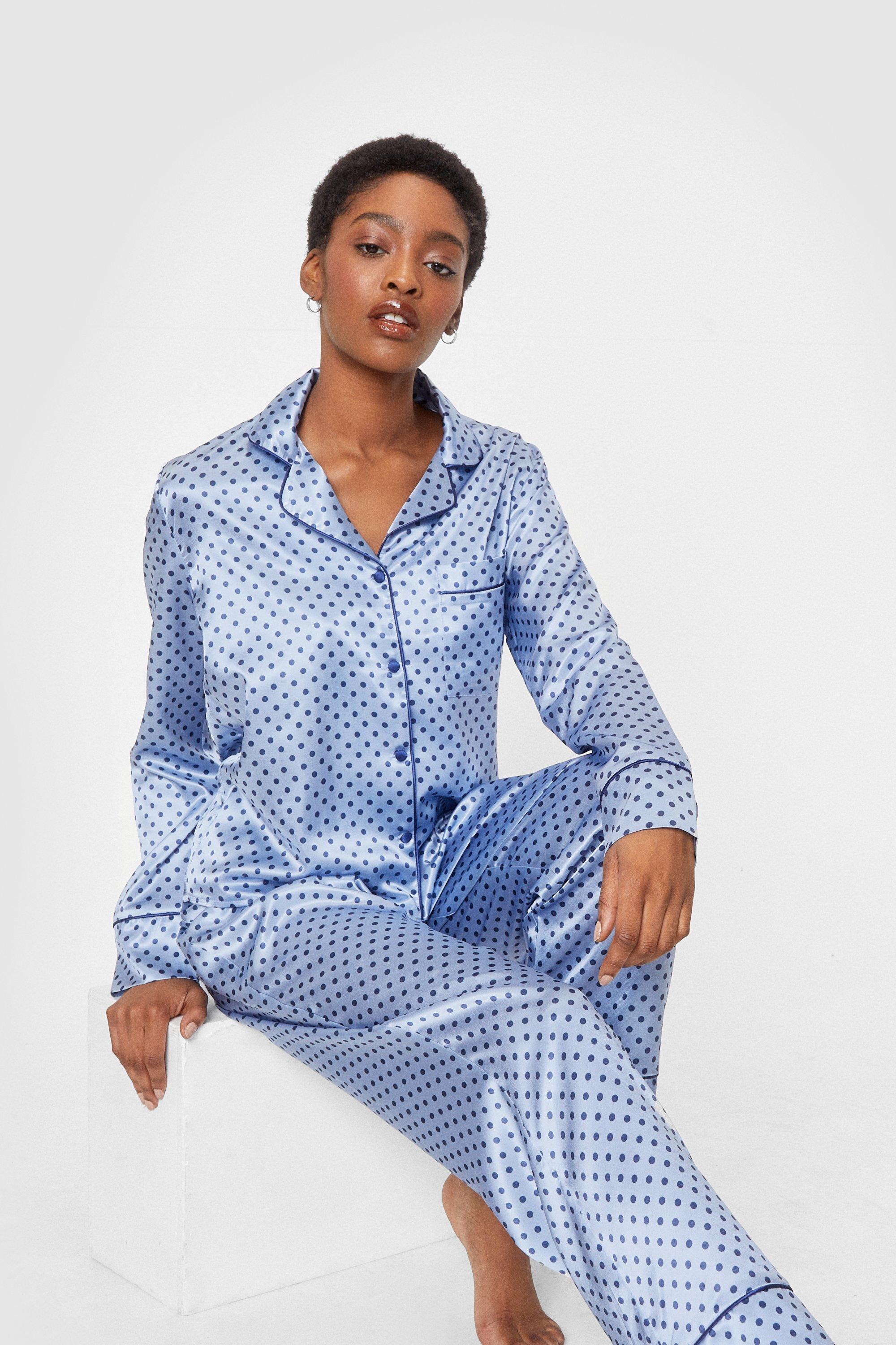 Satin Mini Polka Dot Pj Trouser Set Nasty Gal